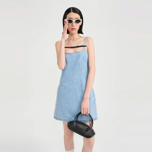 lost in echo2024夏季新款原创时尚短款修身吊带牛仔裙连衣裙女 商品图0