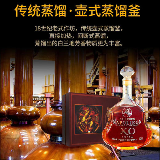 【下单赠2个冰川酒杯】法国进口 纪念版拿破仑XO 白兰地洋酒 1L礼盒装 商品图7