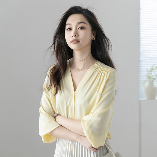 火桐hooton气韵翩然V领真丝衬衫YT2099 商品图7