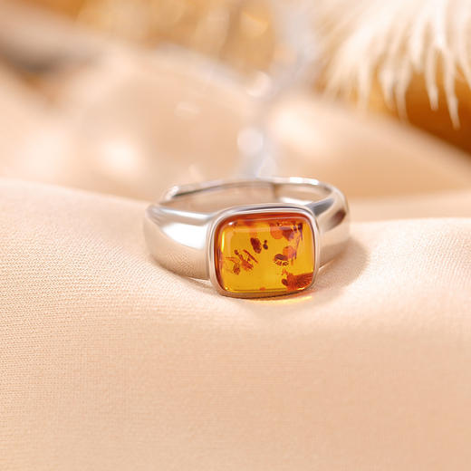 【华露浓】S925银花珀复古轻奢方形戒指【CW-	JZ06458】 商品图2