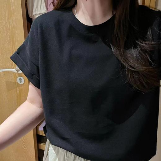 简约【小飞袖设计】正肩显瘦韩版别致纯色短袖t恤女_ym 商品图5