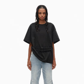 NUTH宽松黑色圆领设计感t恤女