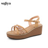 Safiya/索菲娅2024夏 仙女风交叉细带水钻露趾坡跟凉鞋 SF42115127 商品缩略图6