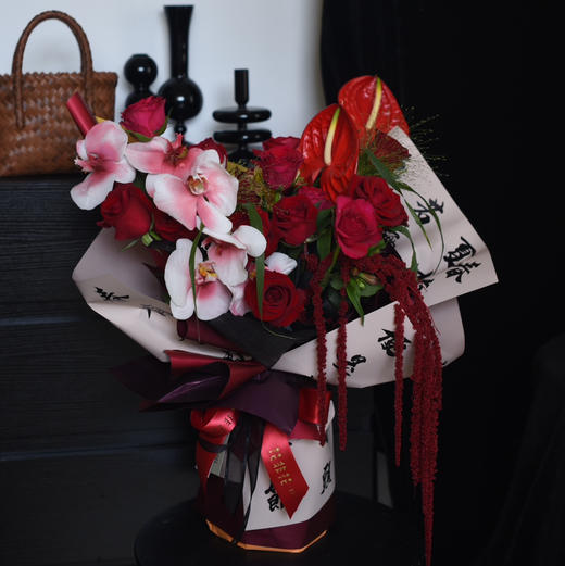 《好时节》蝴蝶结红掌国风红色花束 商品图7