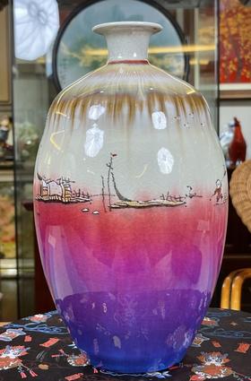 高温颜色釉粉彩金秋赏瓶