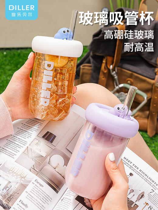 diller迪乐贝尔樱花玻璃杯女生高颜值可爱水杯熊猫焖烧杯便携生日纪念礼物 商品图0