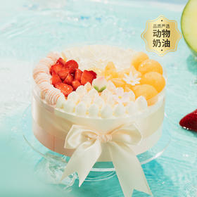 【四时欢喜冰淇淋蛋糕】100%甄选伊利牧场生牛乳冰淇淋 ，让你一次拥有青柑蜜瓜/草莓/香草/白桃乌龙四种口味冰淇淋和清甜鲜果的欢喜（厦门幸福西饼蛋糕）