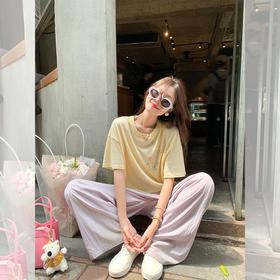 <曾小咸推荐> 【元气满满】黄色短袖T恤+裤子