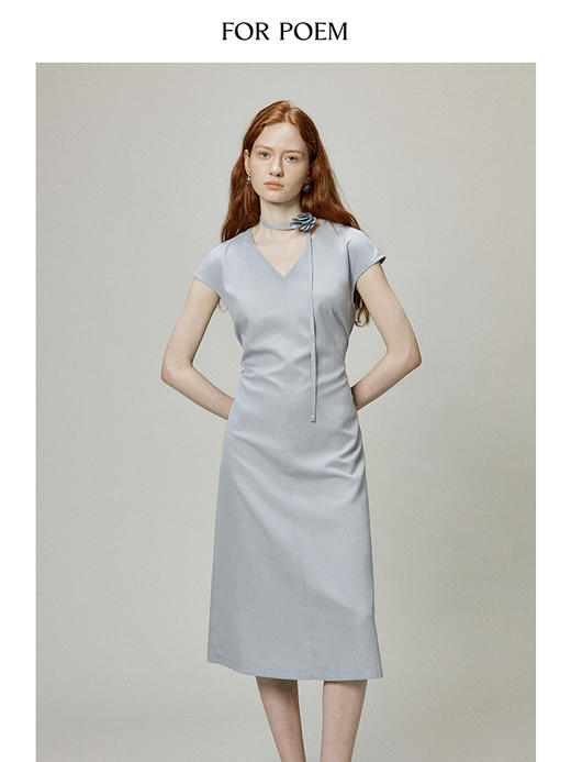 【会员周一口价】ForPoem 现货 24/SS夏季花朵系列立体花朵Choker短袖调节收腰连衣裙 商品图4