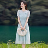 木耳花边圆领天丝高腰显瘦连衣裙MLJL88005 商品缩略图0