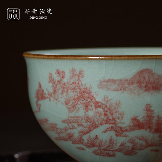 问鼎鼎青青花 伴月杯（纯红山水）（缺货） 商品图1