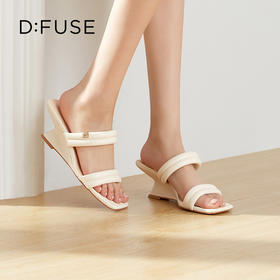 D:FUSE迪芙斯2024夏季新款奶油风海绵条带舒适坡跟凉拖鞋DF42110170