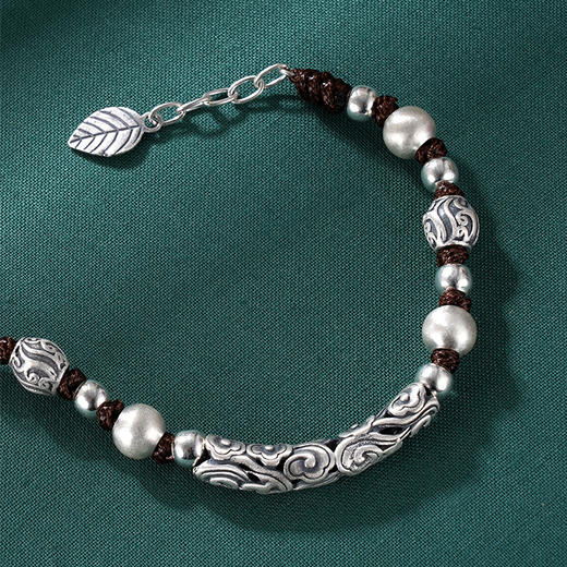 子佩集S999银【吉祥之叶】手链【CS0109】纯银仿古 商品图4