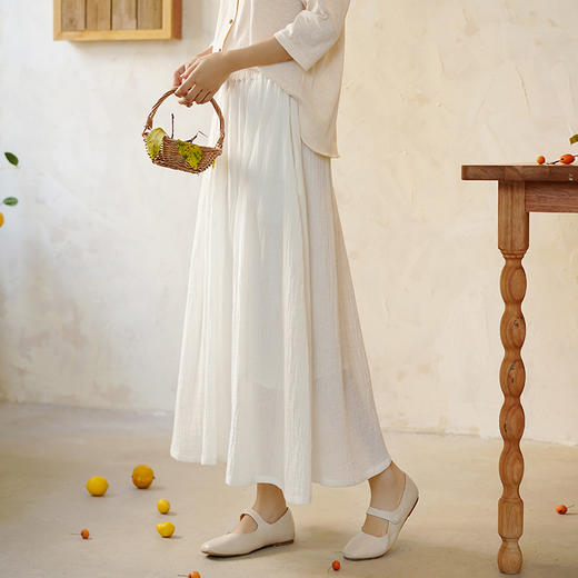 棉麻新中式半身裙，高腰复古中国风苎麻裙子QM-6253 商品图2