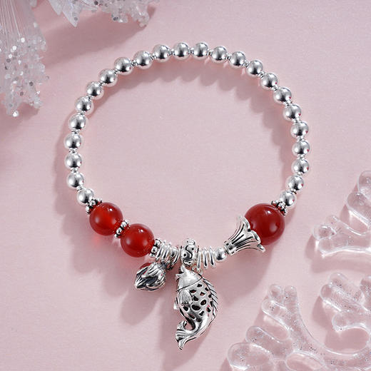 子佩集S925银【游鱼乐好】手链【TSB0001-32】纯银玛瑙2405 商品图0