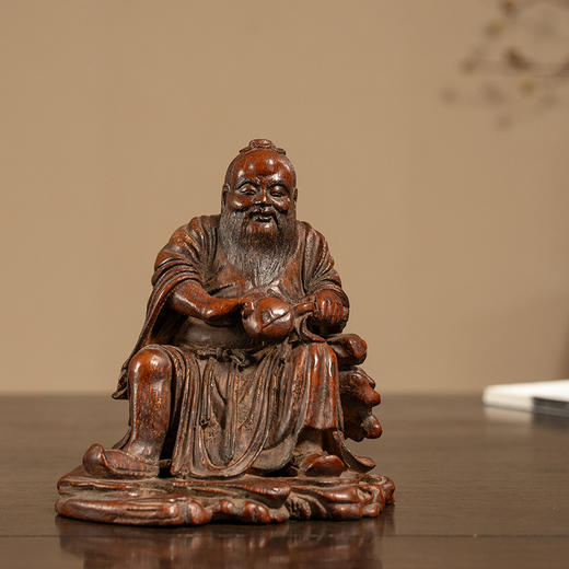 清 竹雕东方朔偷桃摆件 商品图0