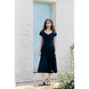 HeyDress黑色露肩连衣裙女夏季法式V领泡泡袖设计感气质a字裙子 商品缩略图1