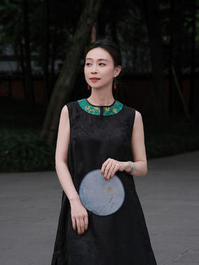 FAB梅兰竹菊带圈香云纱配宋锦女裙