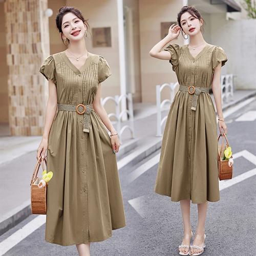 简约优雅，拼接褶皱连衣裙HR-LYSL1006-1 商品图2