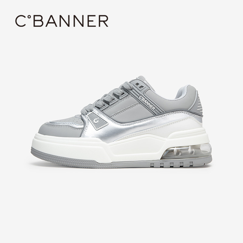 千百度厚底增高潮酷板鞋女秋季时尚高级感运动休闲鞋透气A24438080