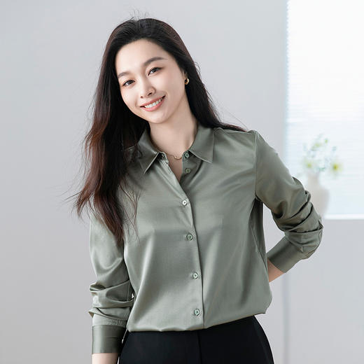 火桐hooton香榭丽舍 弹力素绉缎真丝衬衫YT2098 商品图7
