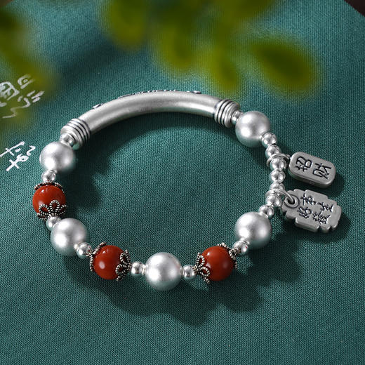 子佩集S999银【诸事顺意】手串【SC000626】纯银南红手链仿古手链2405 商品图4