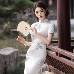 素雅国朝风改良年轻款提花旗袍MLS6856