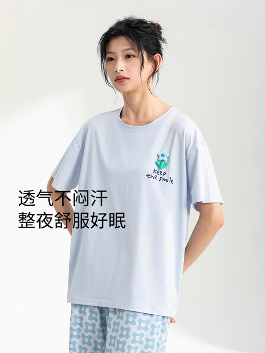 康妮雅女式短袖中裤套头套装 商品图4