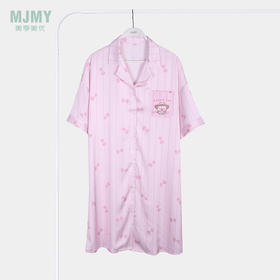 美季美优女士丝质蝴蝶结印花衬衫裙J420606