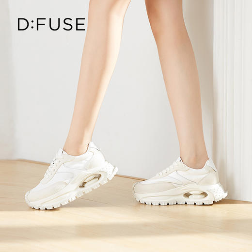 D:FUSE迪芙斯秋季新款可可面包休闲鞋拼接镂空底超轻厚底阿甘鞋DF41112161 商品图8