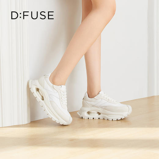 D:FUSE迪芙斯秋季新款可可面包休闲鞋拼接镂空底超轻厚底阿甘鞋DF41112161 商品图0