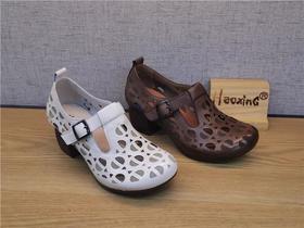 豪行夏季新款正品真皮复古女鞋镂空透气洞洞女凉鞋22292818