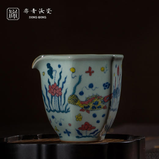 问鼎鼎青青花 六棱公杯（瀑布山水）（五彩鱼藻）（鸳鸯） 商品图3