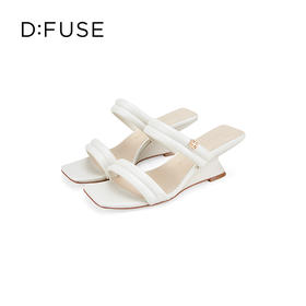 D:FUSE迪芙斯2024夏季新款奶油风海绵条带舒适坡跟凉拖鞋DF42110170