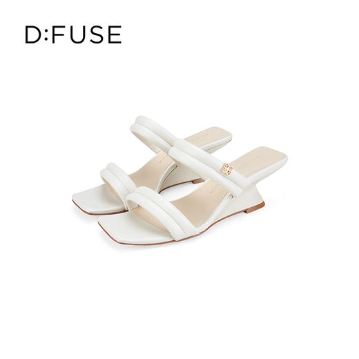 D:FUSE迪芙斯2024夏季新款奶油风海绵条带舒适坡跟凉拖鞋DF42110170 商品图0
