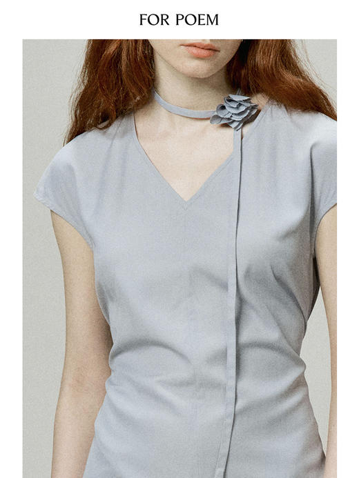 【会员周一口价】ForPoem 现货 24/SS夏季花朵系列立体花朵Choker短袖调节收腰连衣裙 商品图1