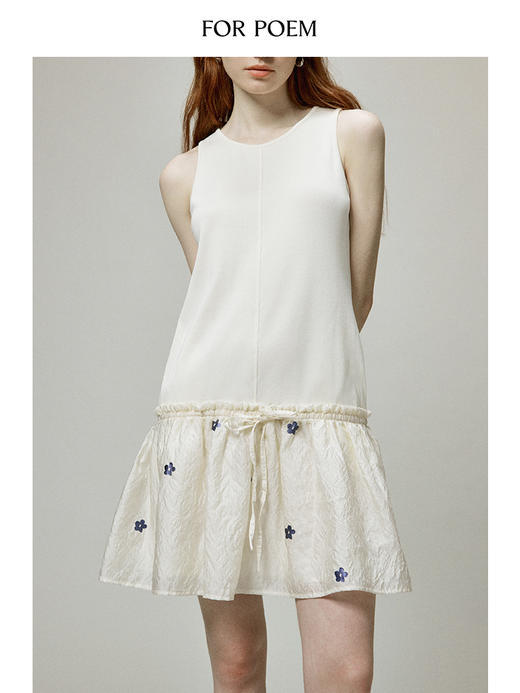 ForPoem 现货 24/SS夏季花朵系列休闲针织拼接提花烫金无袖背心连衣裙 商品图3