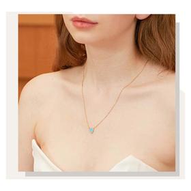 APM MONACO 女士金色湖蓝色拼色爱心吊坠可调节项链 AC5795XTUY