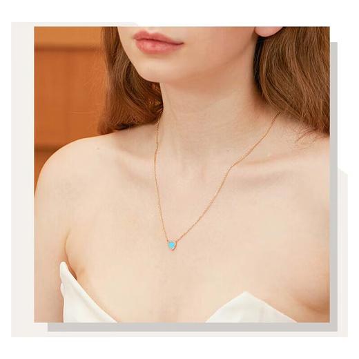 APM MONACO 女士金色湖蓝色拼色爱心吊坠可调节项链 AC5795XTUY 商品图0