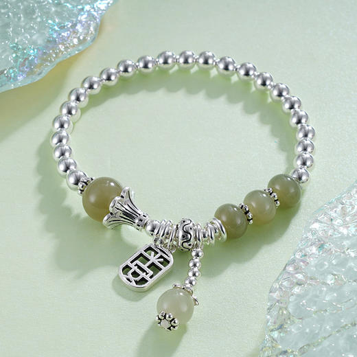 子佩集S925银【顺颂春祺】手链【TSB0001-29】纯银青玉绿色2405 商品图0