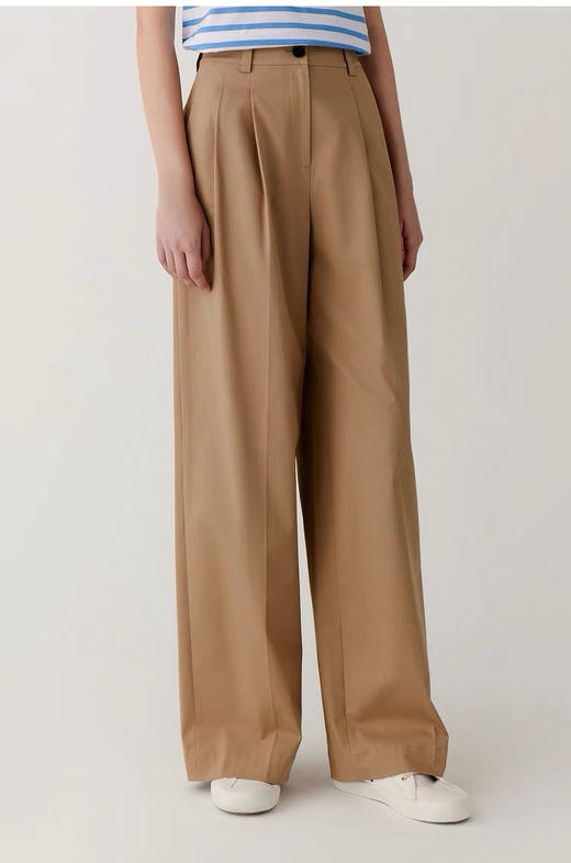 523-8 排他性独家圆正 小禾X113 百搭卡其裤 弹力棉 直筒阔腿裤 商品图12