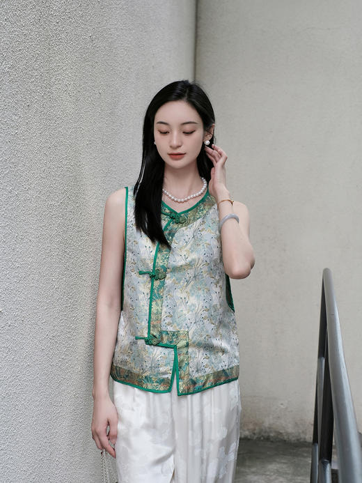 盛唐婧 |真丝宋锦莲花缠枝纹马甲 商品图0