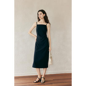 HeyDress侧开叉吊带裙女夏季法式简约高级立体裁剪优雅气质裙子