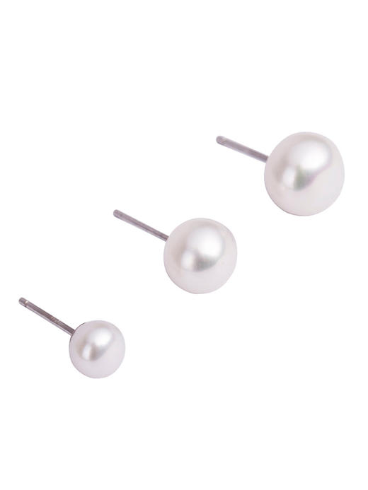 LUCINE 馒头珍珠耳钉天然淡水强光925银简约气质复古情人节礼物 商品图4