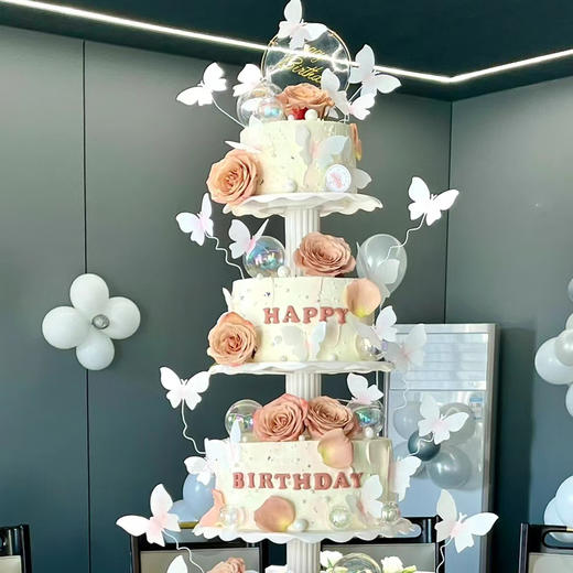 生日宴会主题蛋糕-鲜花蝴蝶鲜果夹心-30磅【生日蛋糕】 商品图1