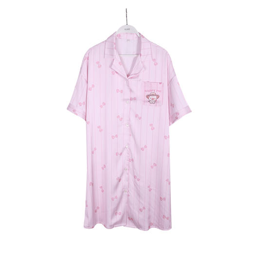 美季美优女士丝质蝴蝶结印花衬衫裙J420606 商品图4