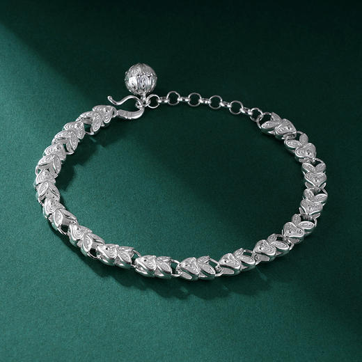 子佩集S990银【芳原浅步】手链【QLSL001】纯银花丝麦穗金鱼兔子2405 商品图2