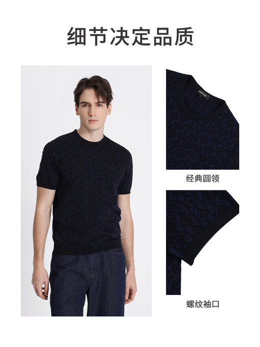 callisto藏青棉混纺T恤 STTSS220C 商品图2