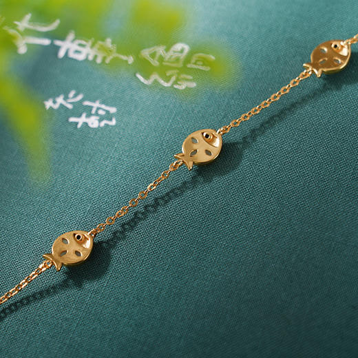 子佩集S925银【情牵】青玉手链【WSE2094】纯银古法镀金小鱼2405 商品图2