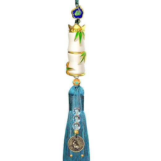 【汽车挂件】玉竹车载吊坠 古风车挂一路平安 高档高级感 白玉石车内挂饰 父亲节礼物 商品图4